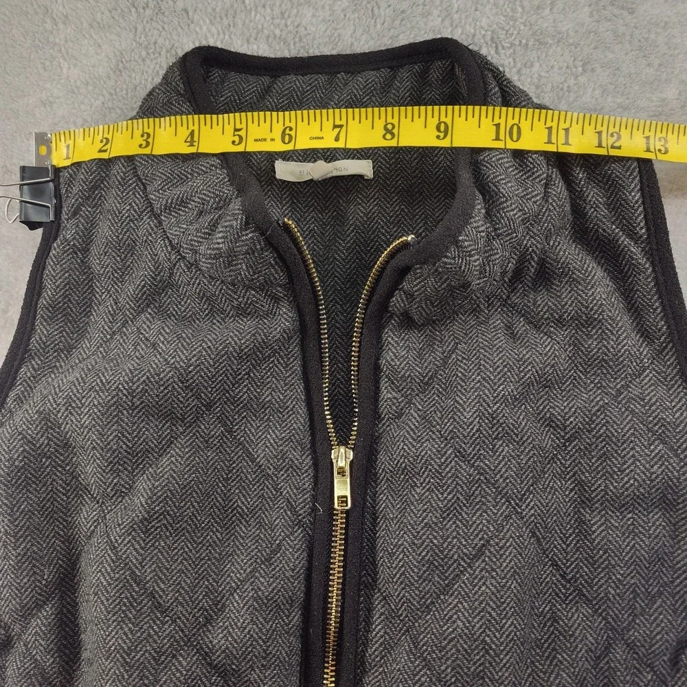 41 Hawthorn Vest Women Size L Black Quilted Herringbone Chevron Zip Front📏📸SEE